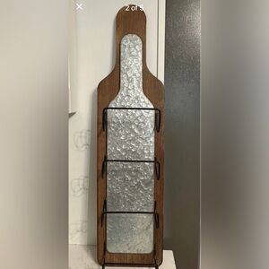 Rustic Wood and Silver Metal Wine Rack